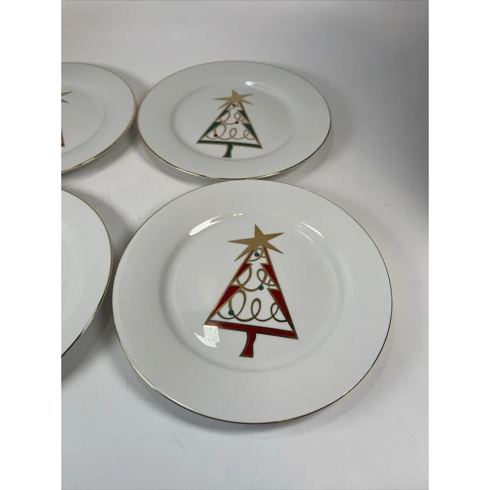 Pier 1 Imports Christmas Tree Dessert Plates 7.5